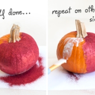 Glitter your pumpkin: A little white glue and glitter turns a regular pumpkin into a sparkling marvel. Image courtesy of Blog.smartyhadaparty.com