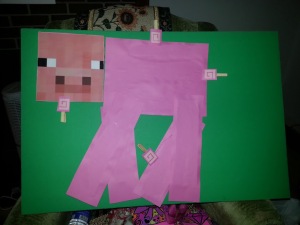 For under $5, a pin-the-tail on the Minecraft pig was born. Image courtesy of Debbie Morrow, All Rights Reserved.